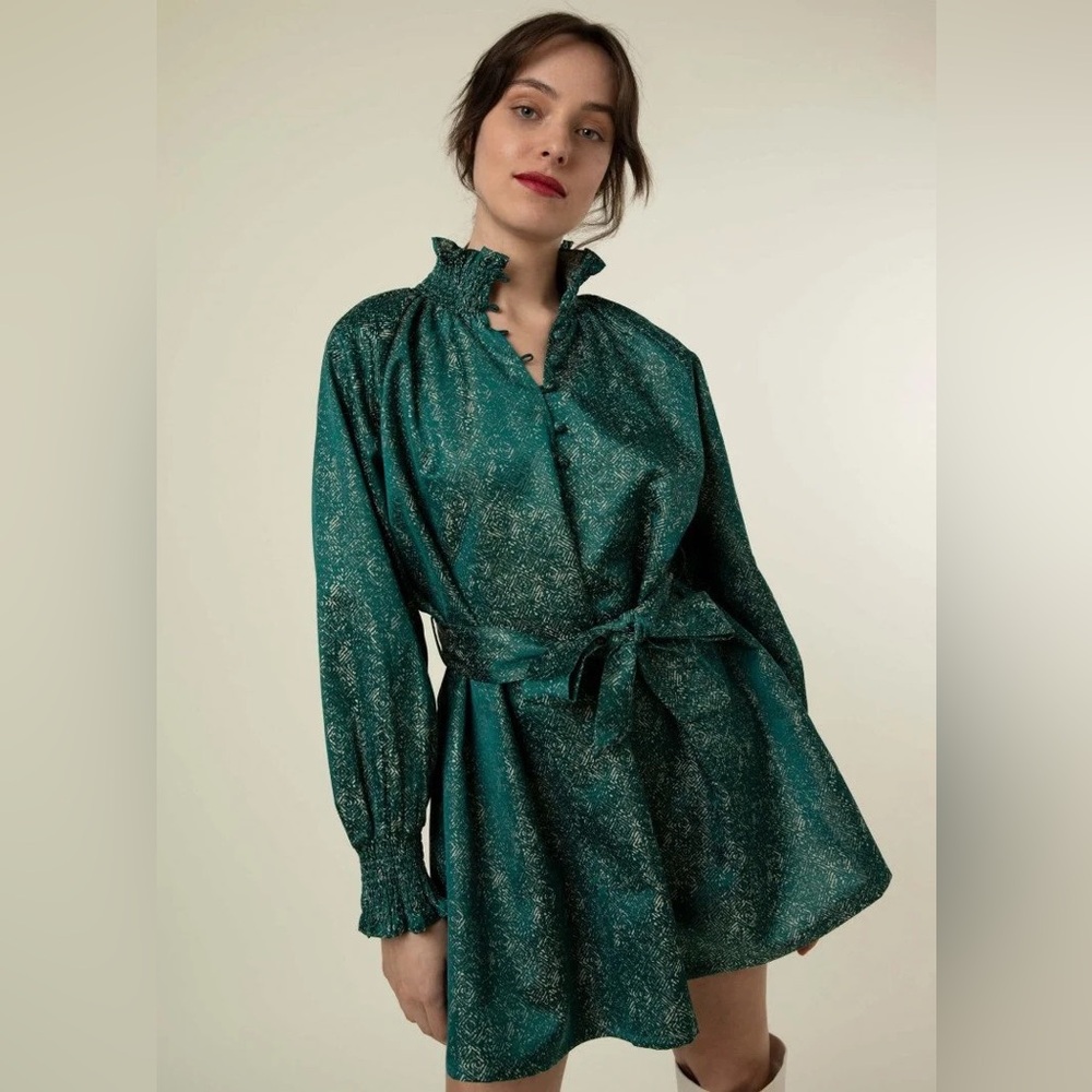 FRNCH Gally Mini Dress in Emerald Green